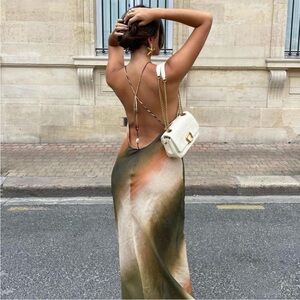 NWT Zara Tie Dye Ramie Halter Dress Sz XS, S